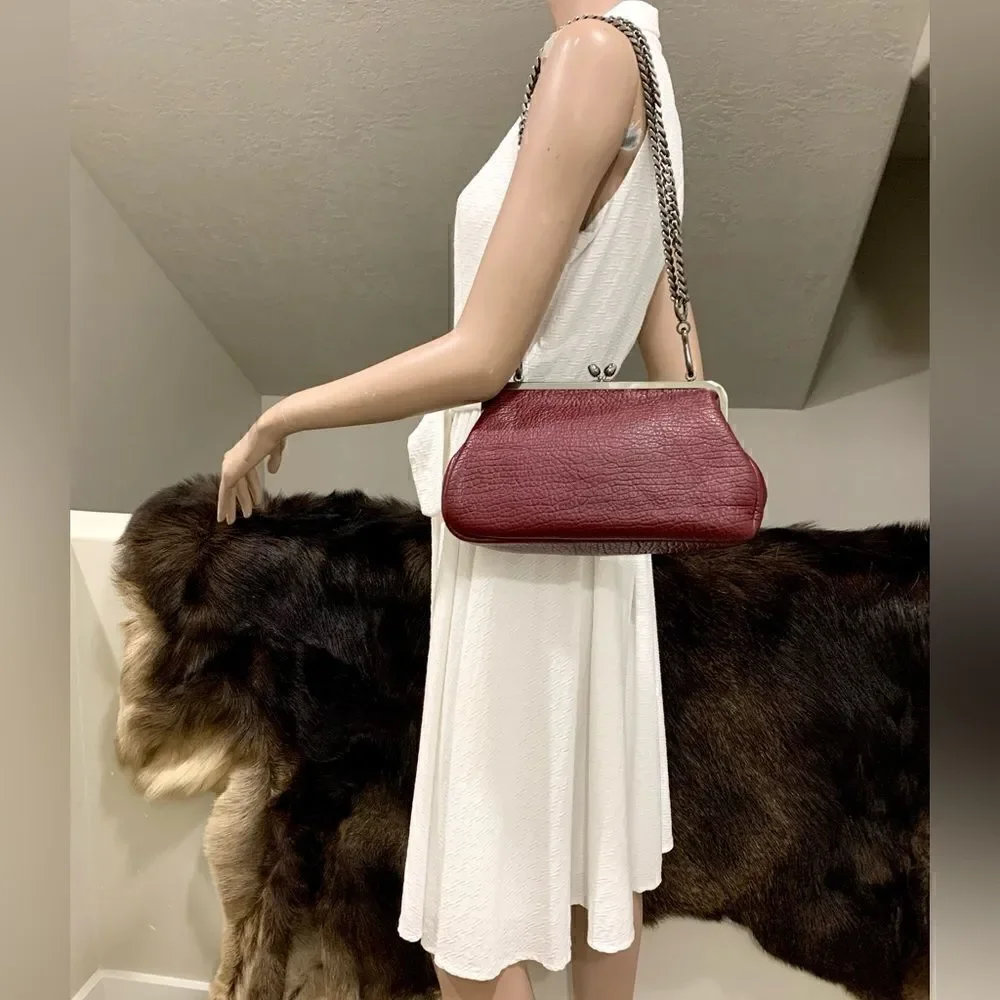 Handmade Genuine Premium Cowhide “Tulip” Kisslock Wristlet/Shoulder Bag